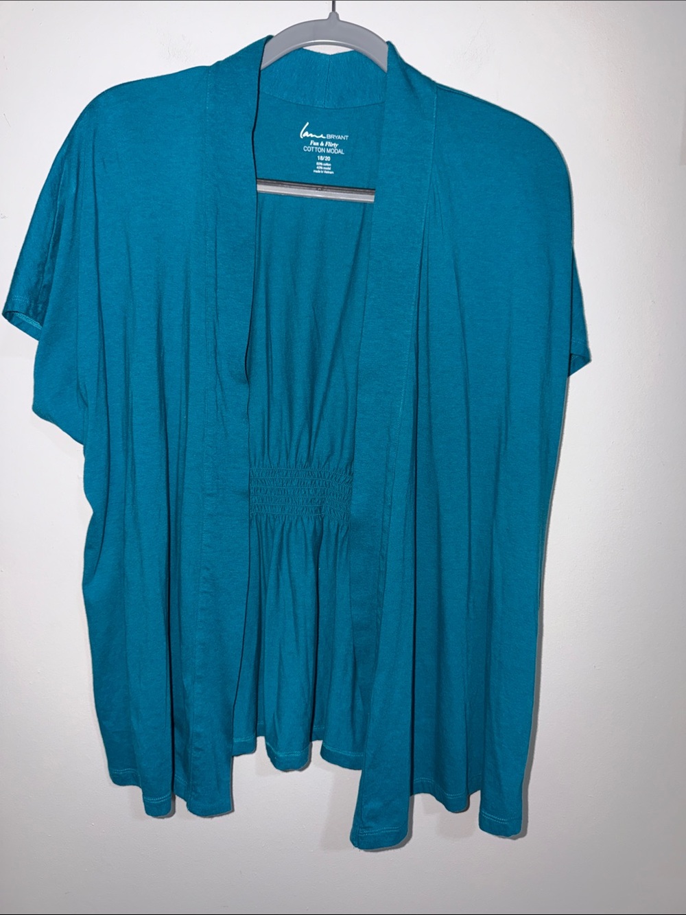 Lane Bryant Teal Open-Front Short Sleeve Cardigan